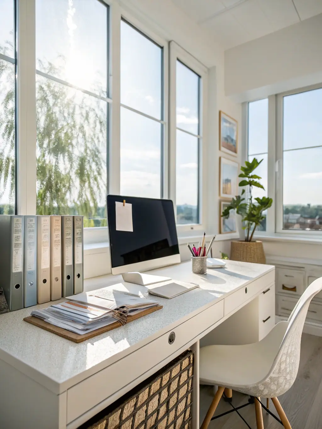 A clean and organized office space with employees working comfortably, reflecting the effectiveness of Wedom Services Nettoyage's commercial cleaning services.
