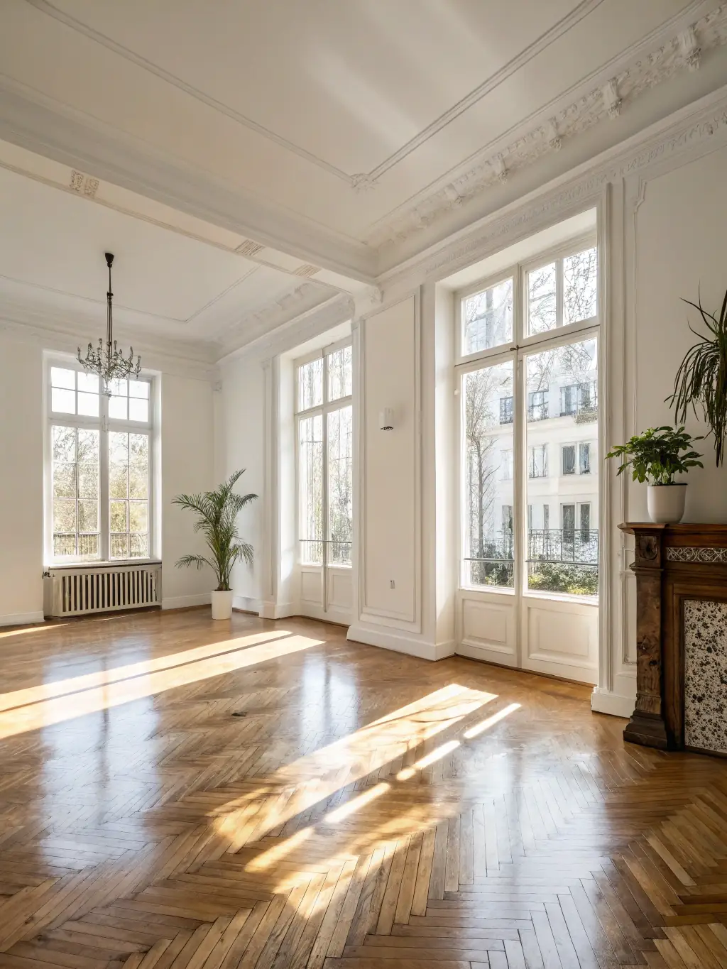 An empty apartment, freshly cleaned and ready for new tenants, illustrating Wedom Services Nettoyage's move-in/move-out cleaning service.